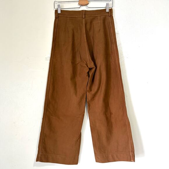 CARON CALLAHAN Stewart Sailor Cotton Wide Leg Pants in Cognac Size 4 - Picture 5 of 15